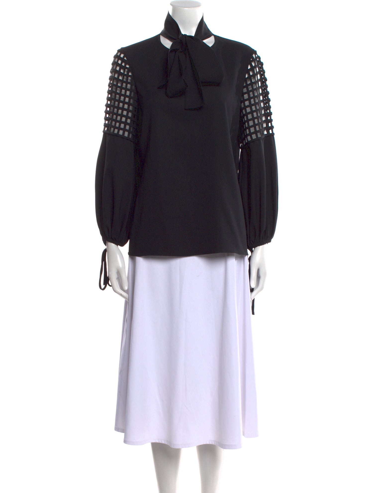 Oscar de la Renta Mock Neck Long Sleeve Blouse