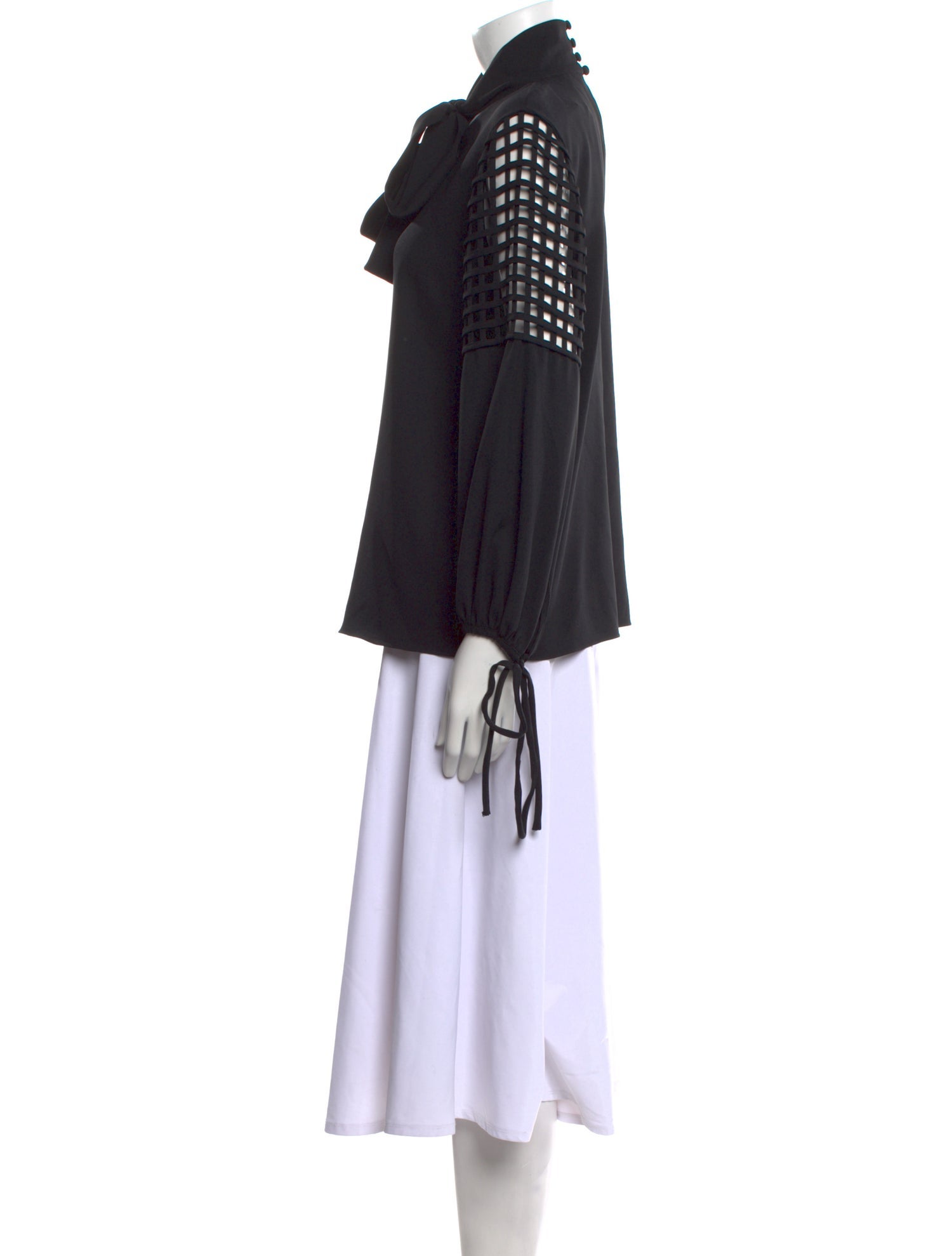 Oscar de la Renta Mock Neck Long Sleeve Blouse