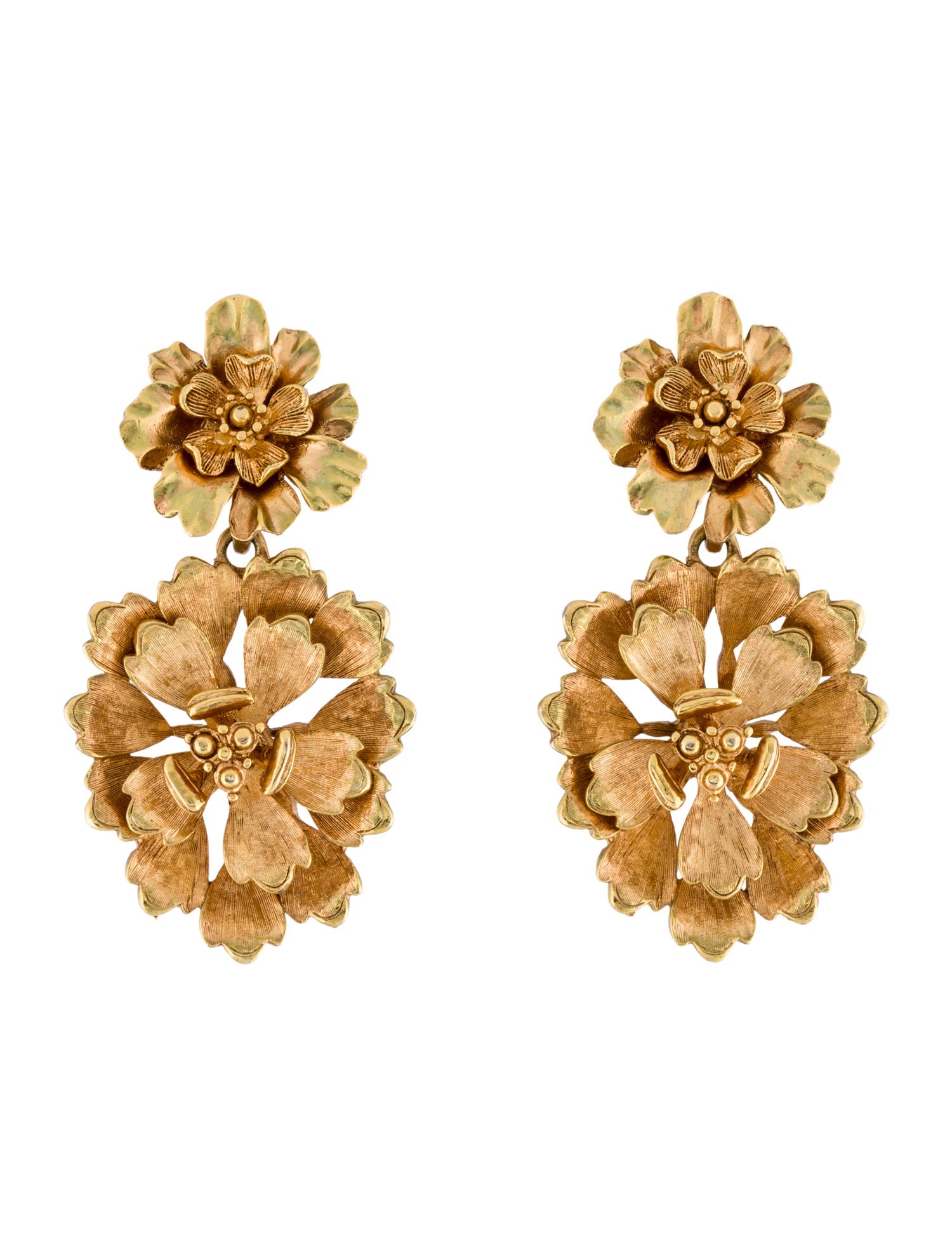 Oscar de la Renta Floral Drop Clip-On Earrings