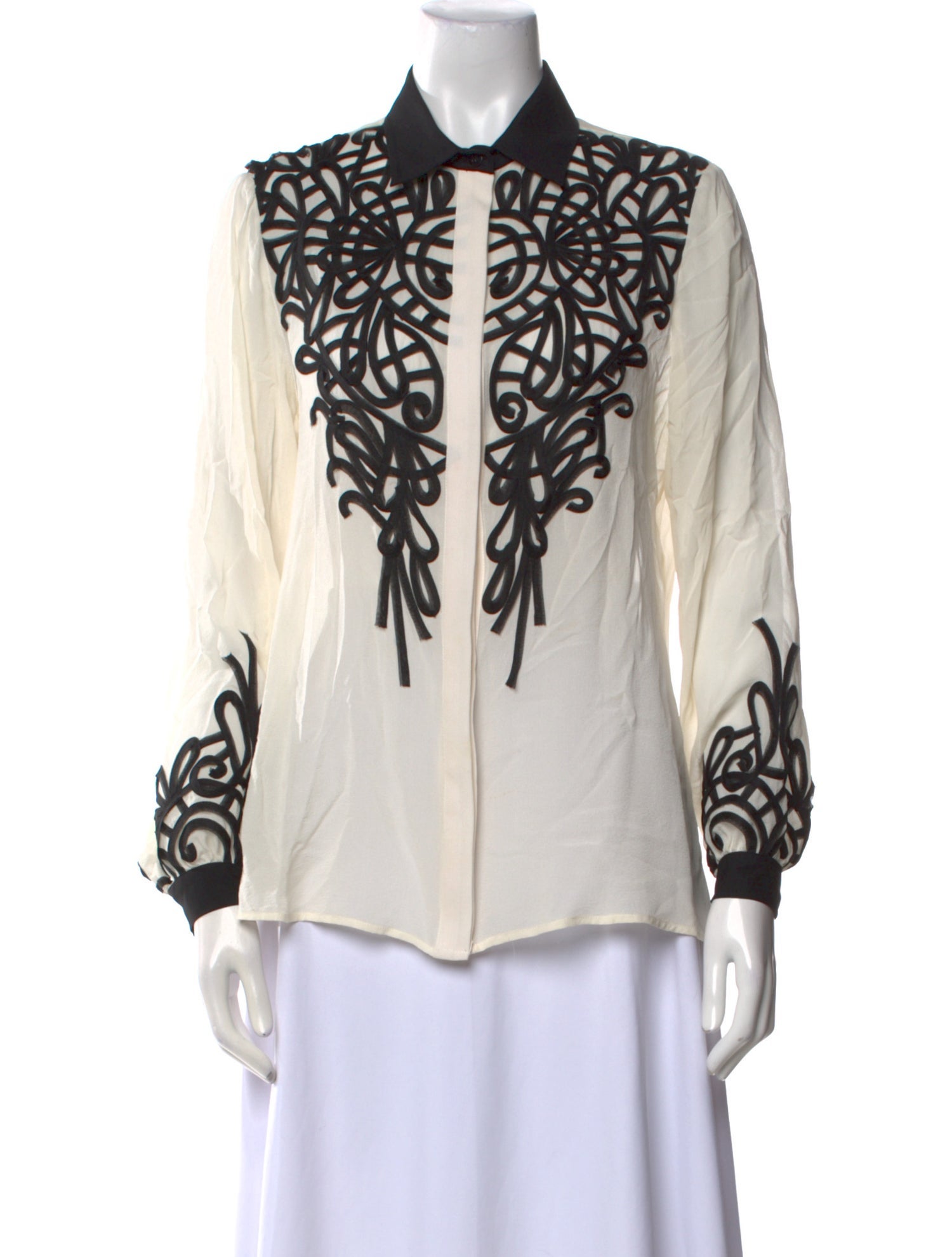 Oscar de la Renta Silk Printed Button-Up Top