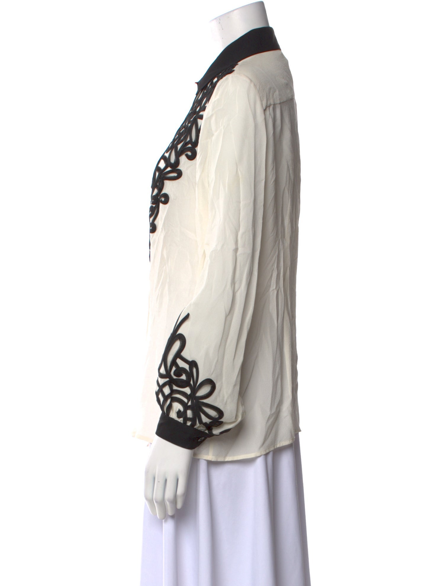 Oscar de la Renta Silk Printed Button-Up Top