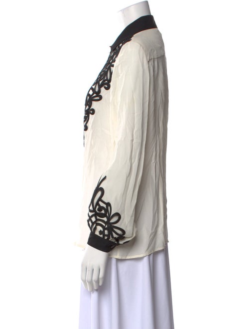 Oscar de la Renta Silk Printed Button-Up Top