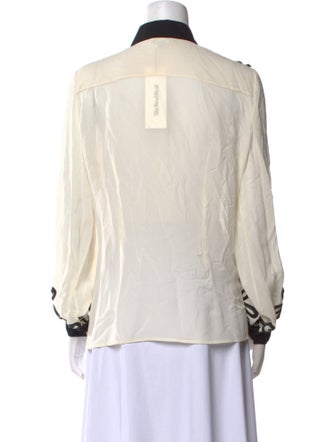 Oscar de la Renta Silk Printed Button-Up Top