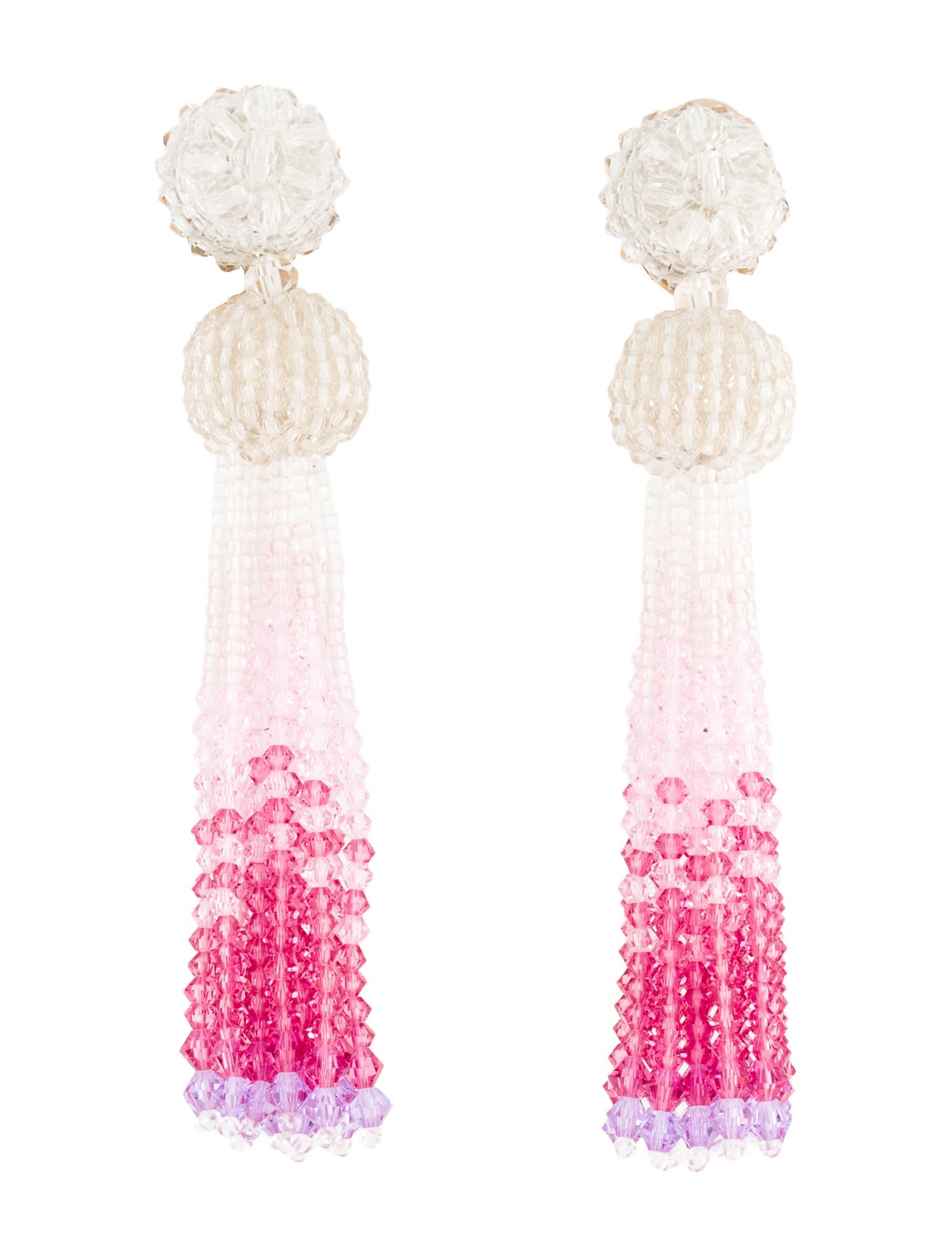 Oscar de la Renta Beaded Drop Clip-On Tassel Earrings