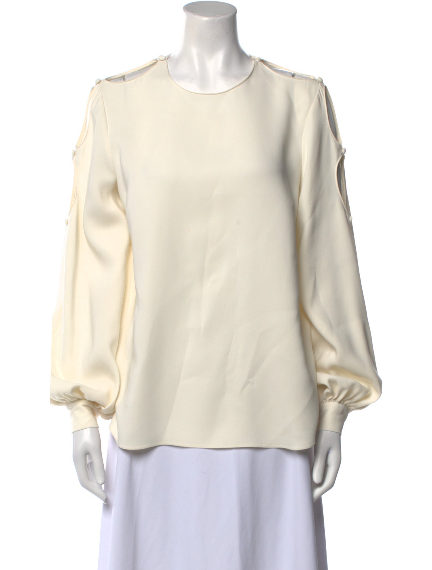 Oscar de la Renta Silk Crew Neck Blouse