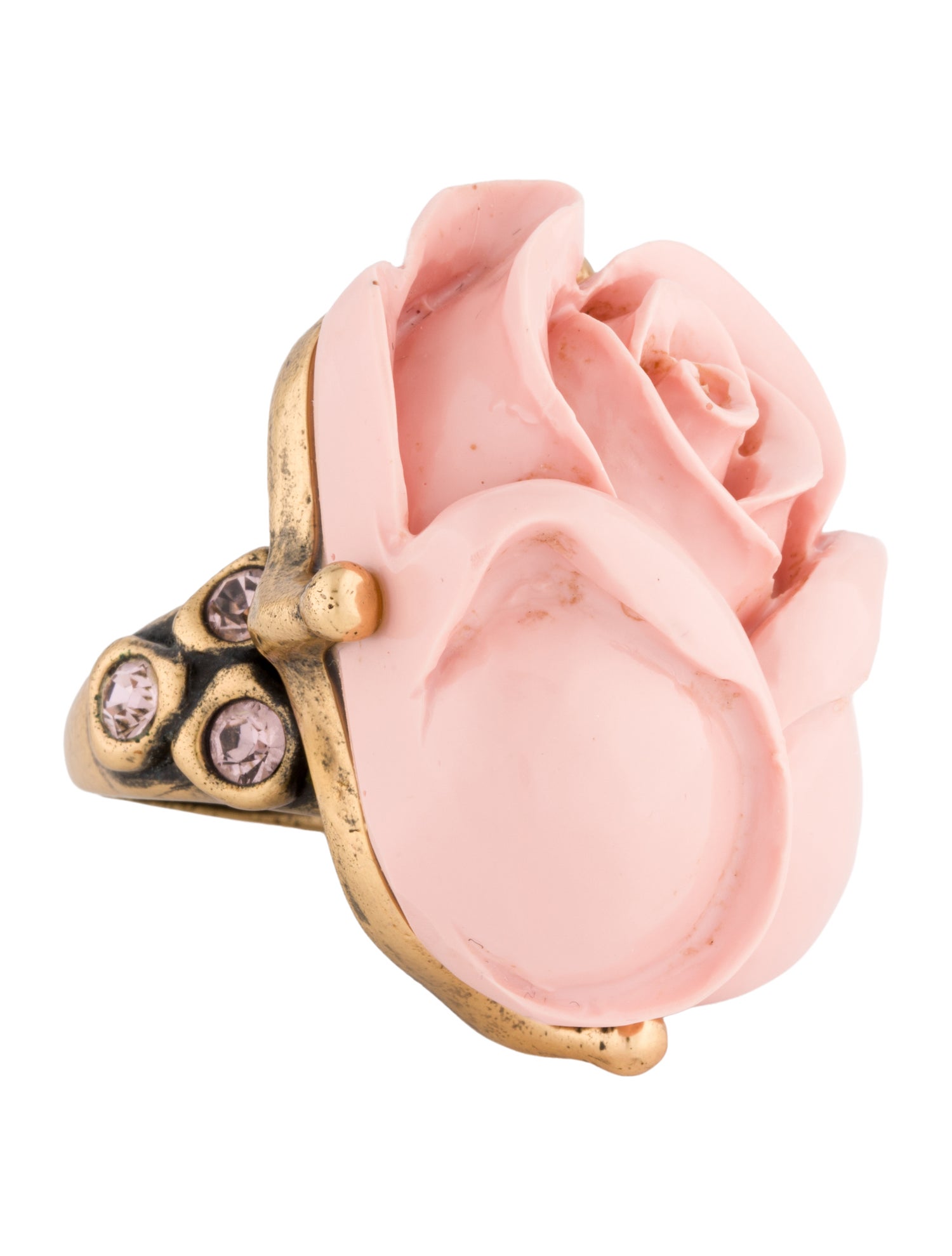 Oscar de la Renta Resin & Crystal Rose Cocktail Ring
