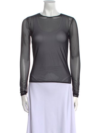 Oscar de la Renta Crew Neck Long Sleeve Top