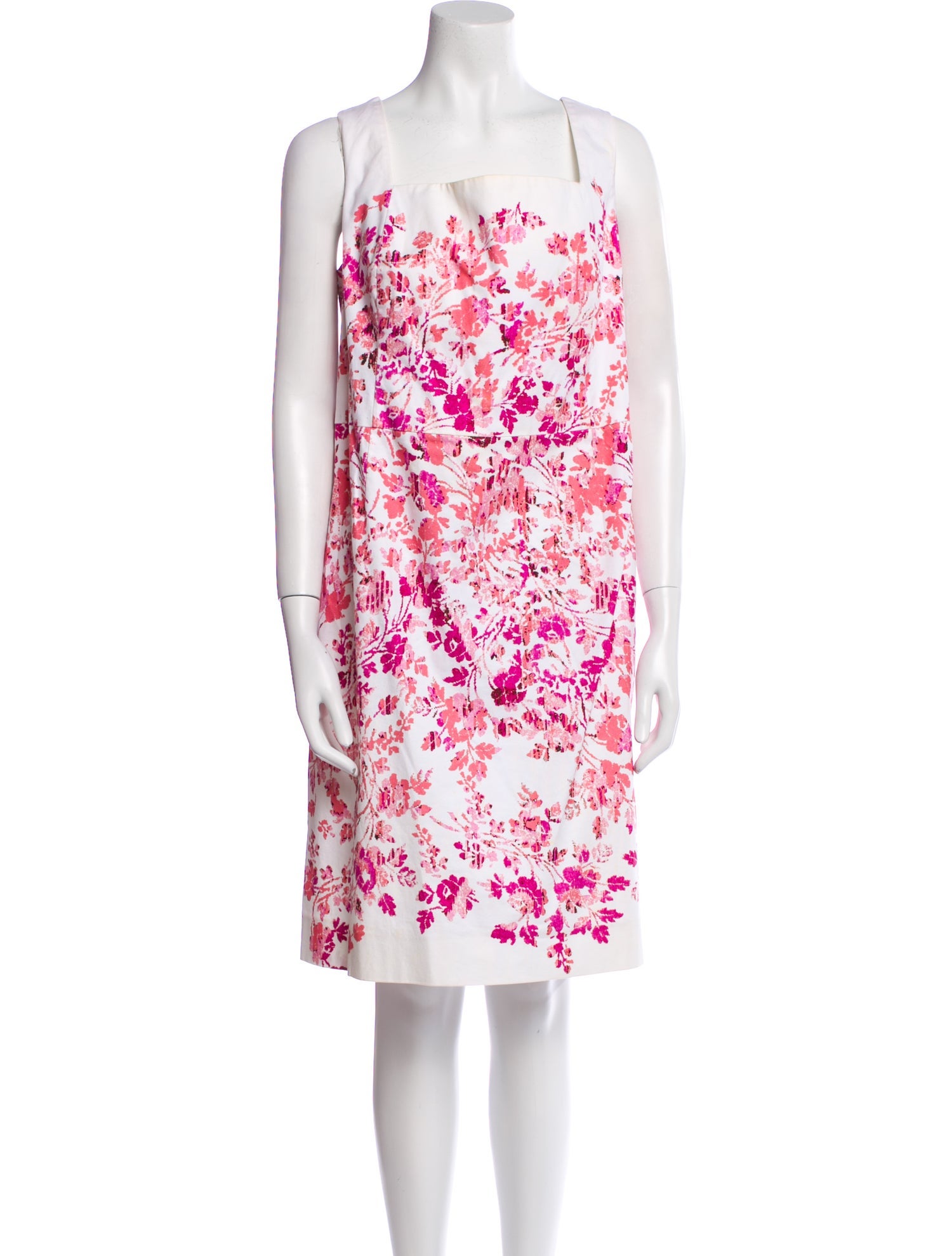 Oscar de la Renta Floral Print Knee-Length Dress