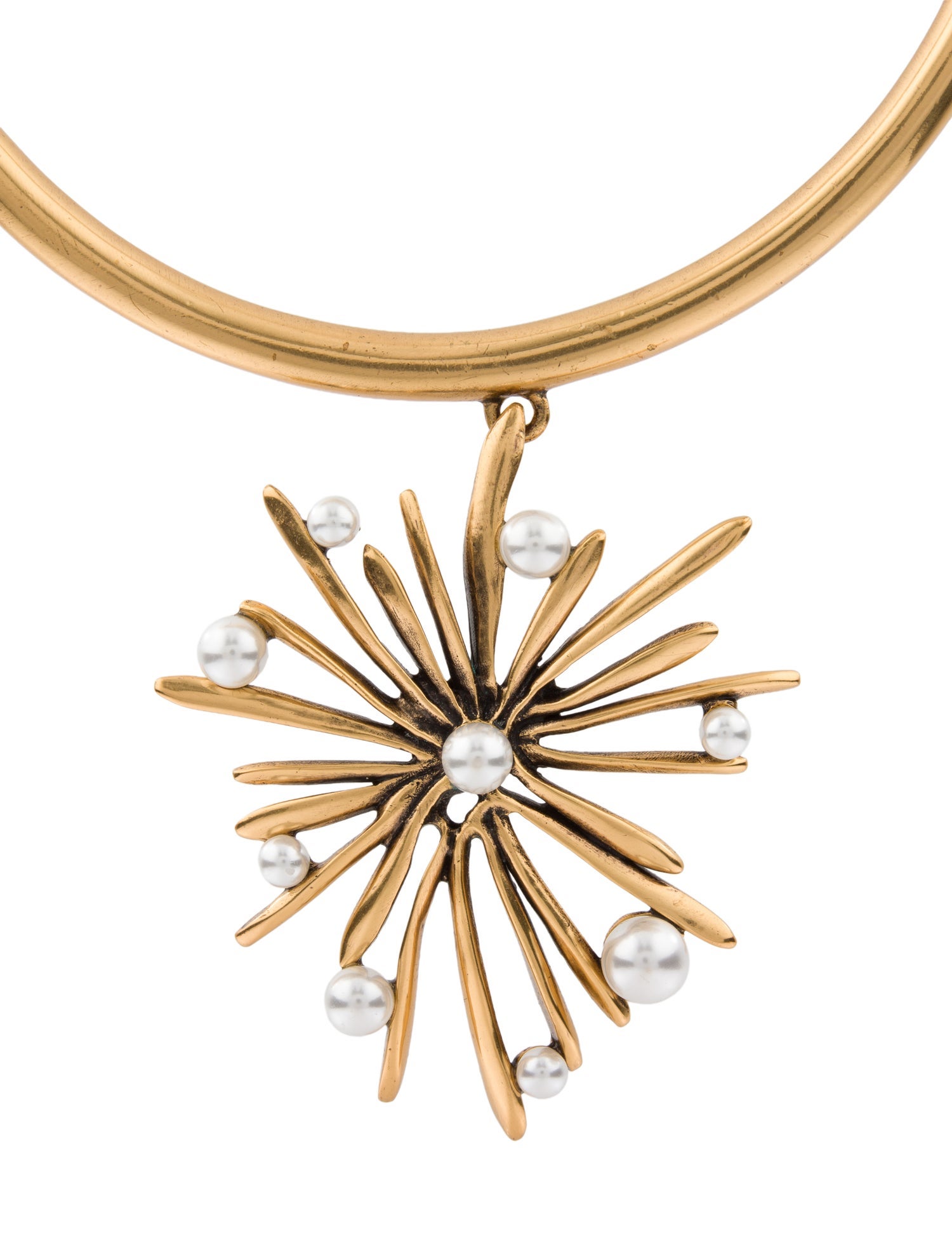Oscar de la Renta Faux Pearl Sunburst Pendant Necklace
