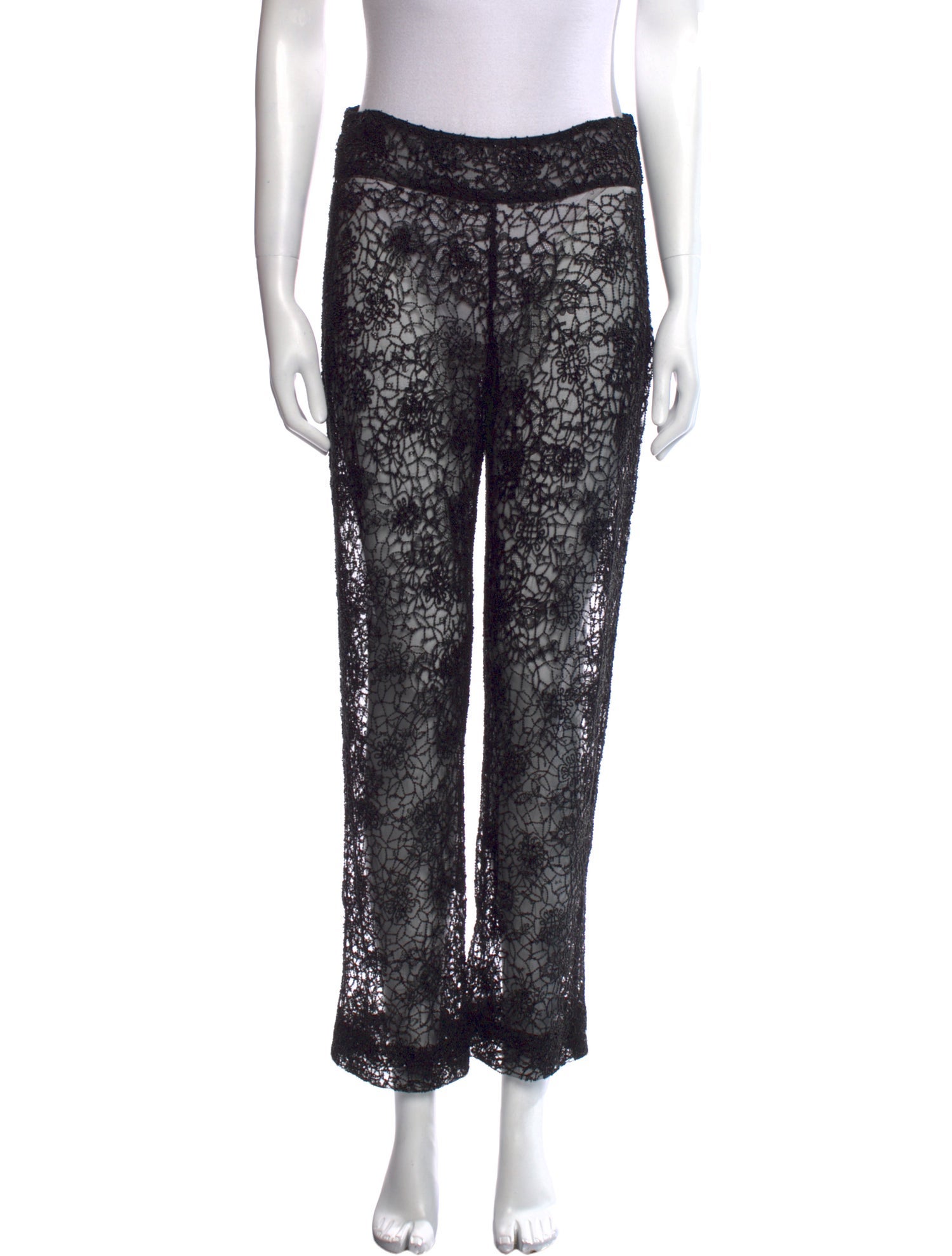 Oscar de la Renta Lace Pattern Straight Leg Pants