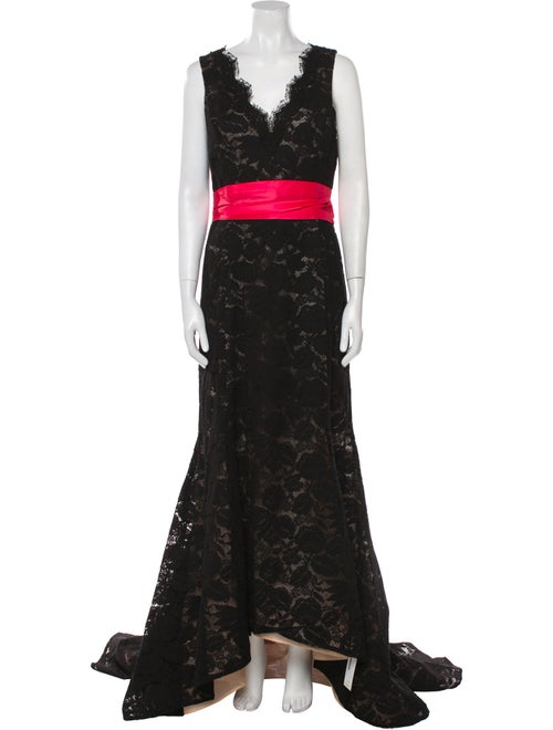 Oscar de la Renta Lace Pattern Long Dress