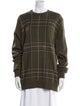 Oscar de la Renta Plaid Print Crew Neck Sweater