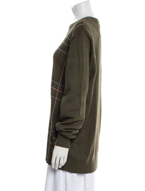 Oscar de la Renta Plaid Print Crew Neck Sweater