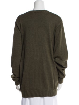 Oscar de la Renta Plaid Print Crew Neck Sweater