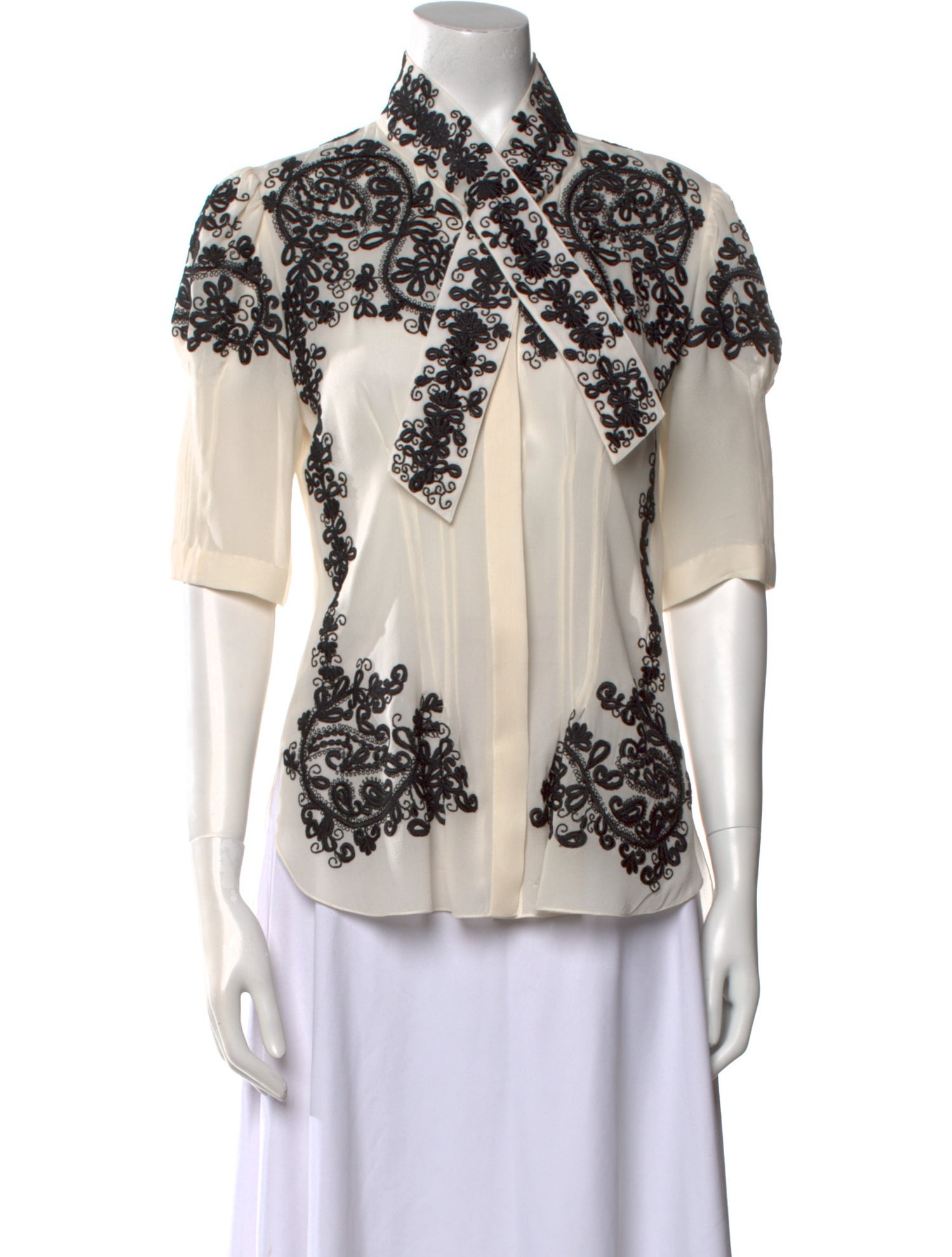 Oscar de la Renta Silk Floral Print Blouse