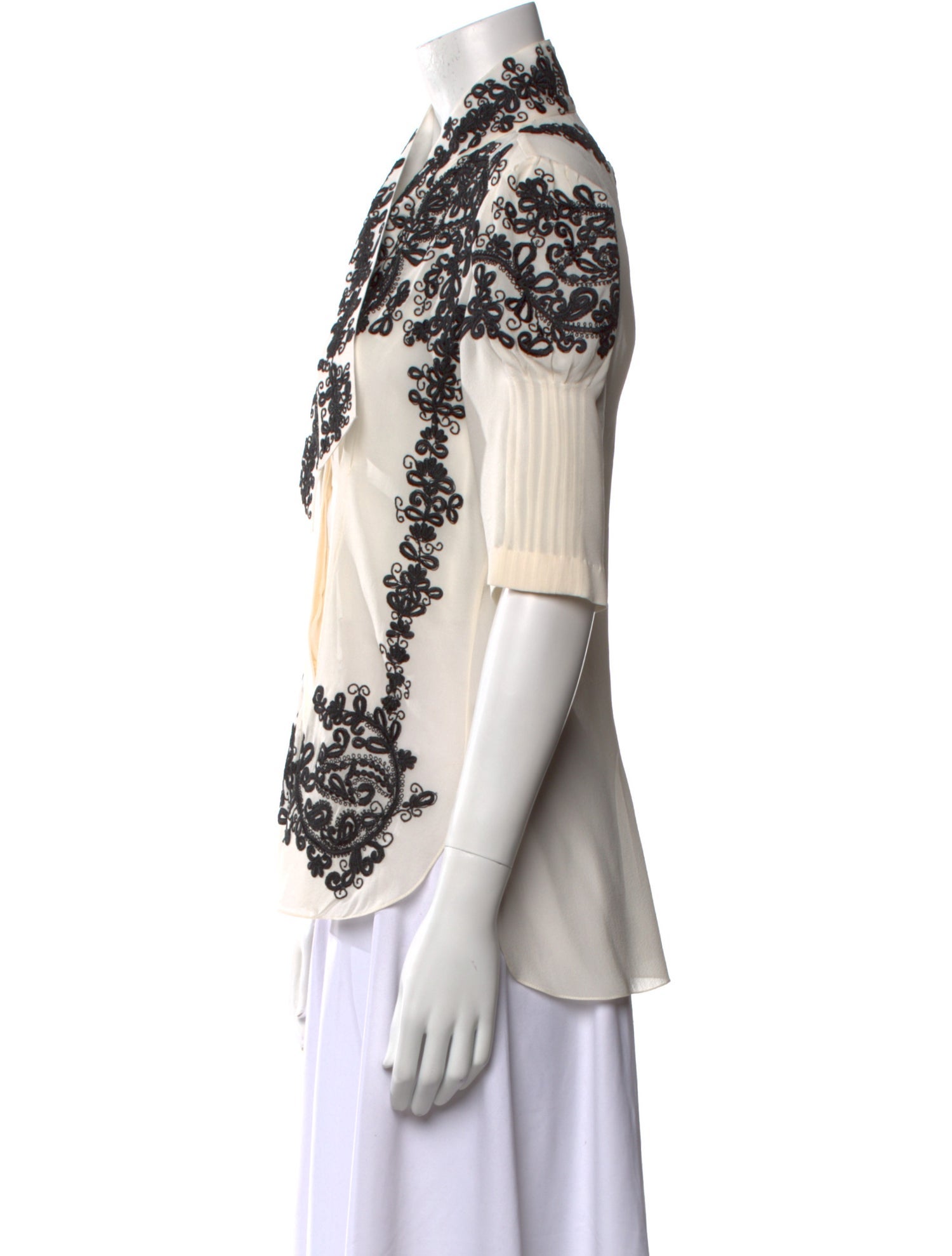 Oscar de la Renta Silk Floral Print Blouse