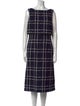 Oscar de la Renta Plaid Print Midi Length Dress