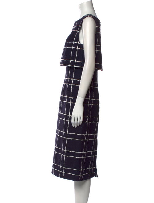 Oscar de la Renta Plaid Print Midi Length Dress
