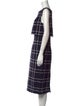 Oscar de la Renta Plaid Print Midi Length Dress