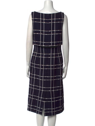 Oscar de la Renta Plaid Print Midi Length Dress