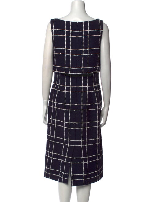 Oscar de la Renta Plaid Print Midi Length Dress