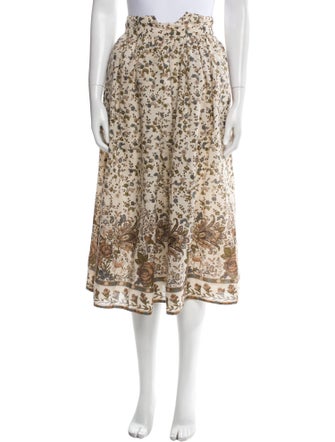 Oscar de la Renta Floral Print Midi Length Skirt