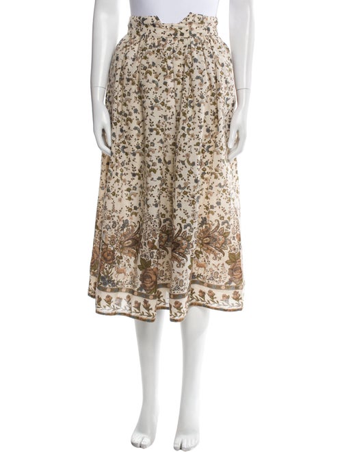 Oscar de la Renta Floral Print Midi Length Skirt