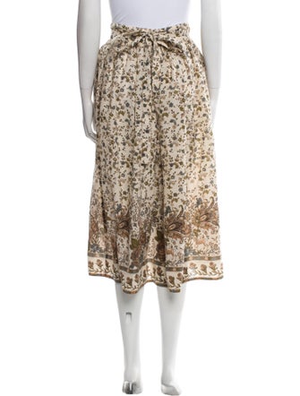 Oscar de la Renta Floral Print Midi Length Skirt