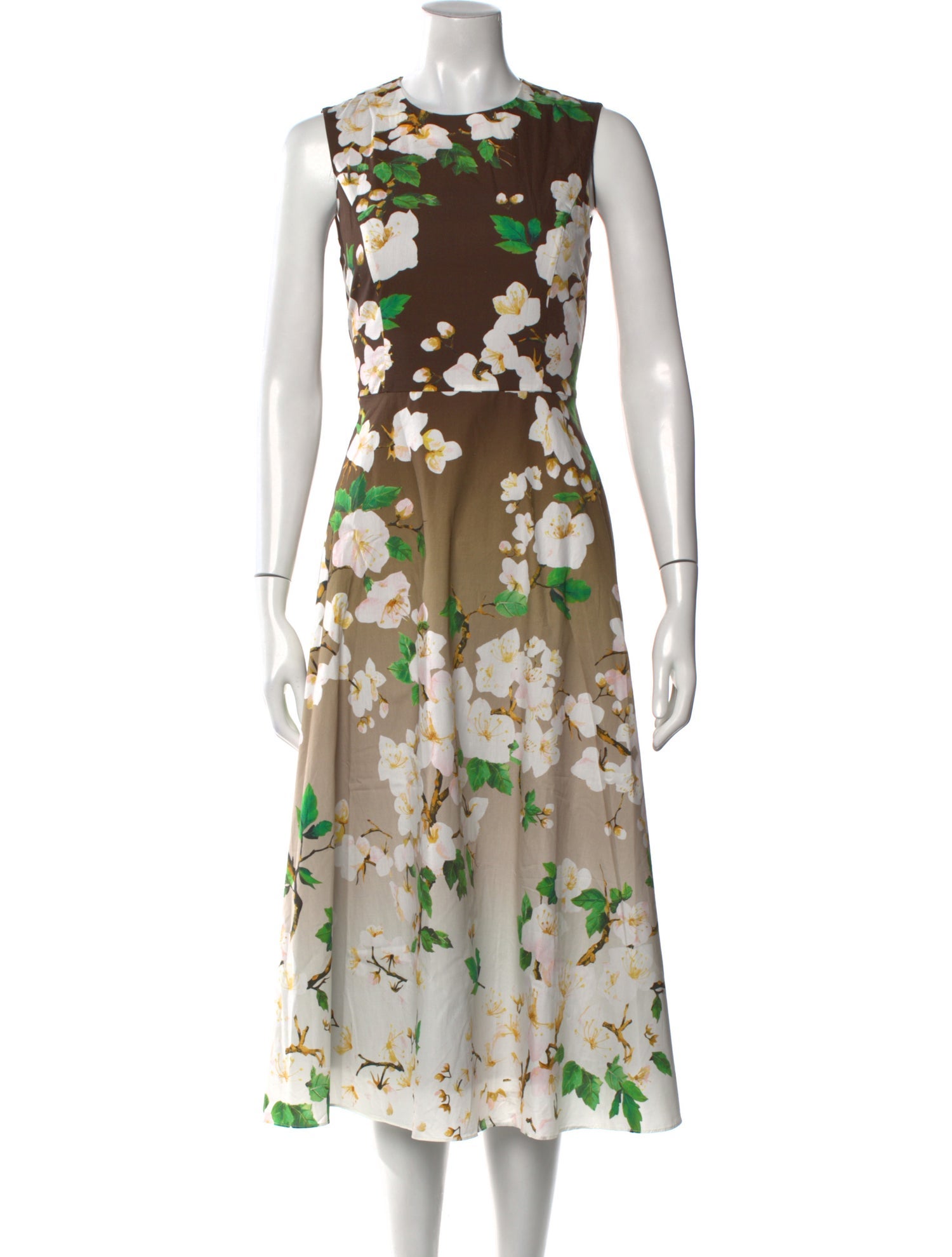 Oscar de la Renta Floral Print Long Dress