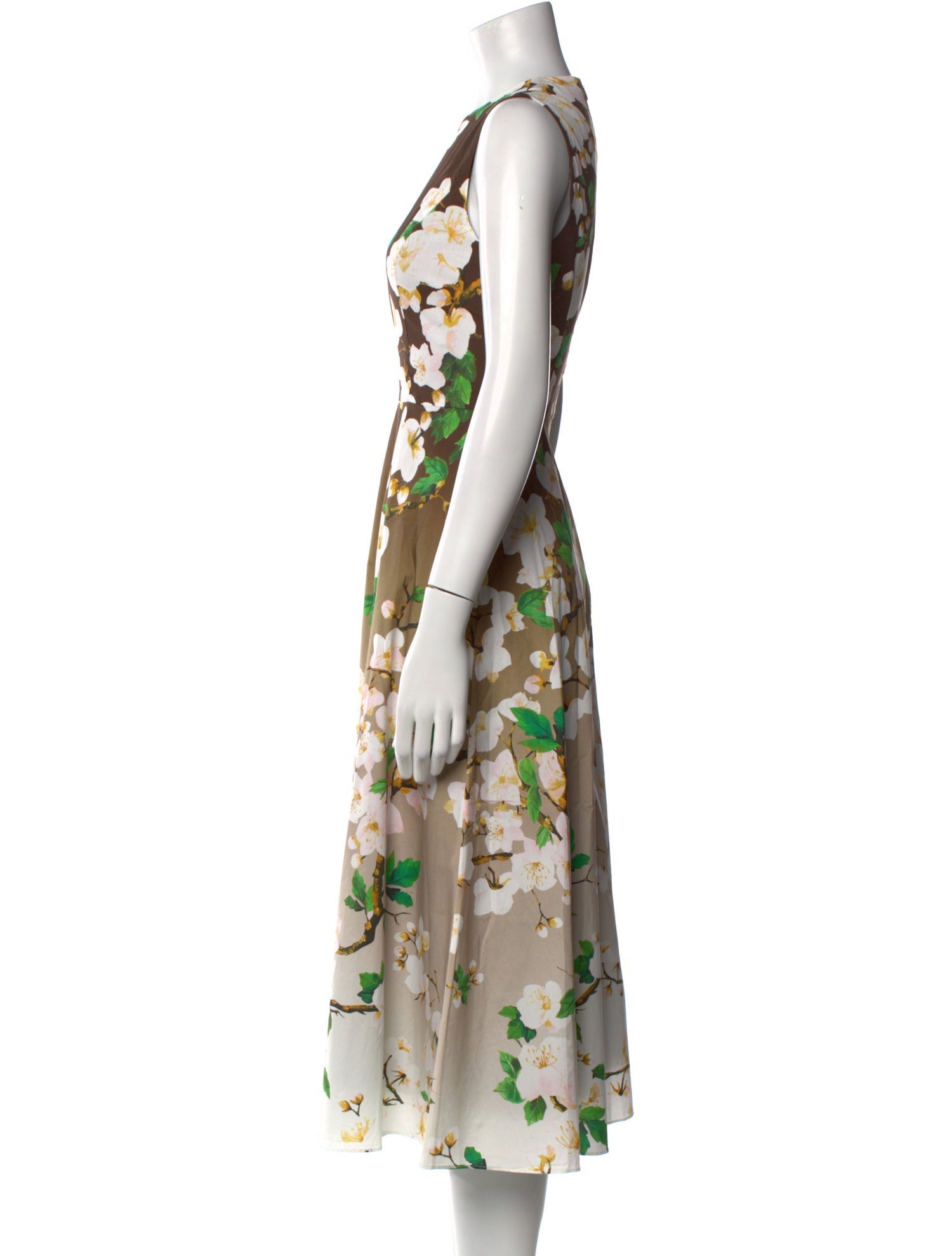Oscar de la Renta Floral Print Long Dress
