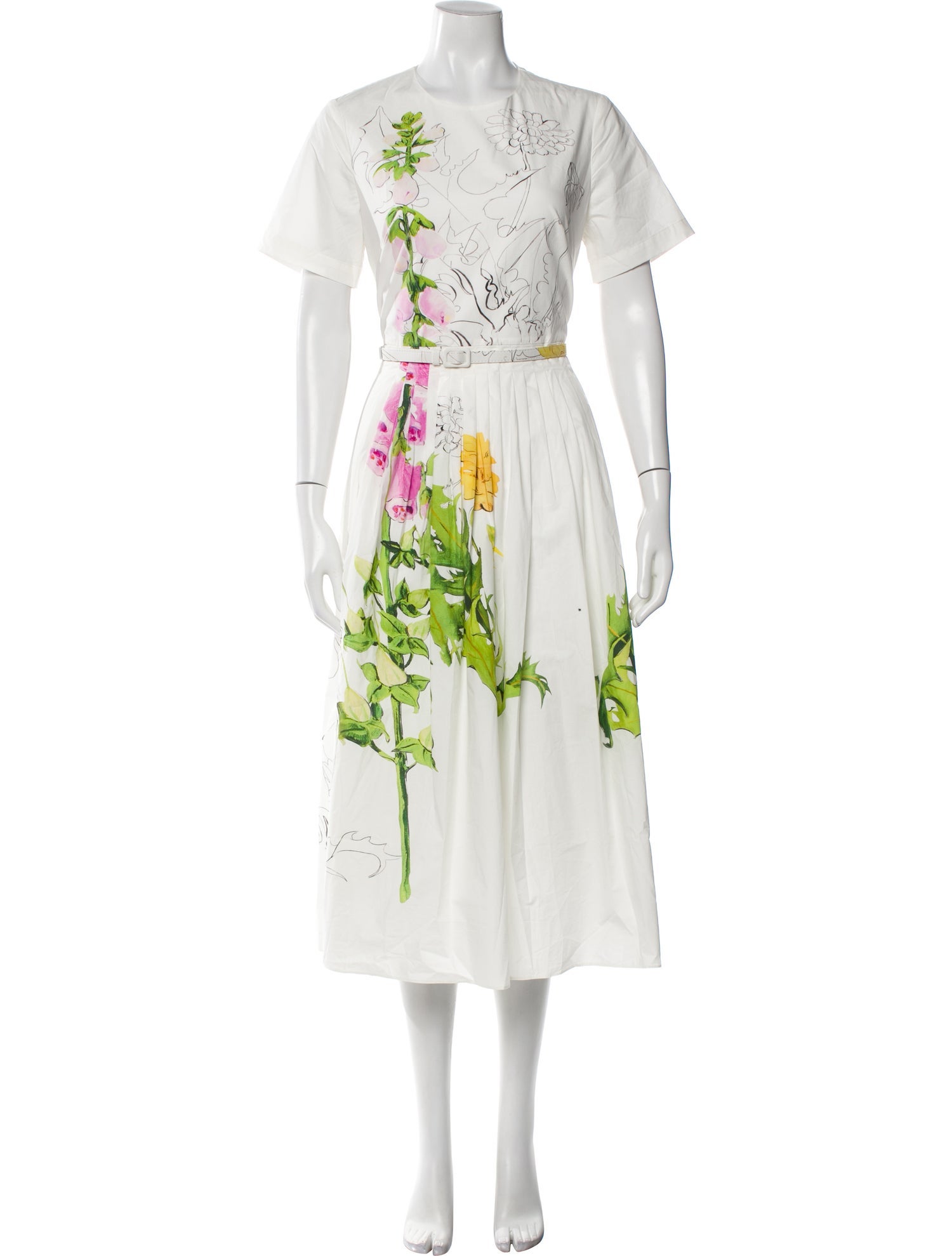 Oscar de la Renta Floral Print Long Dress