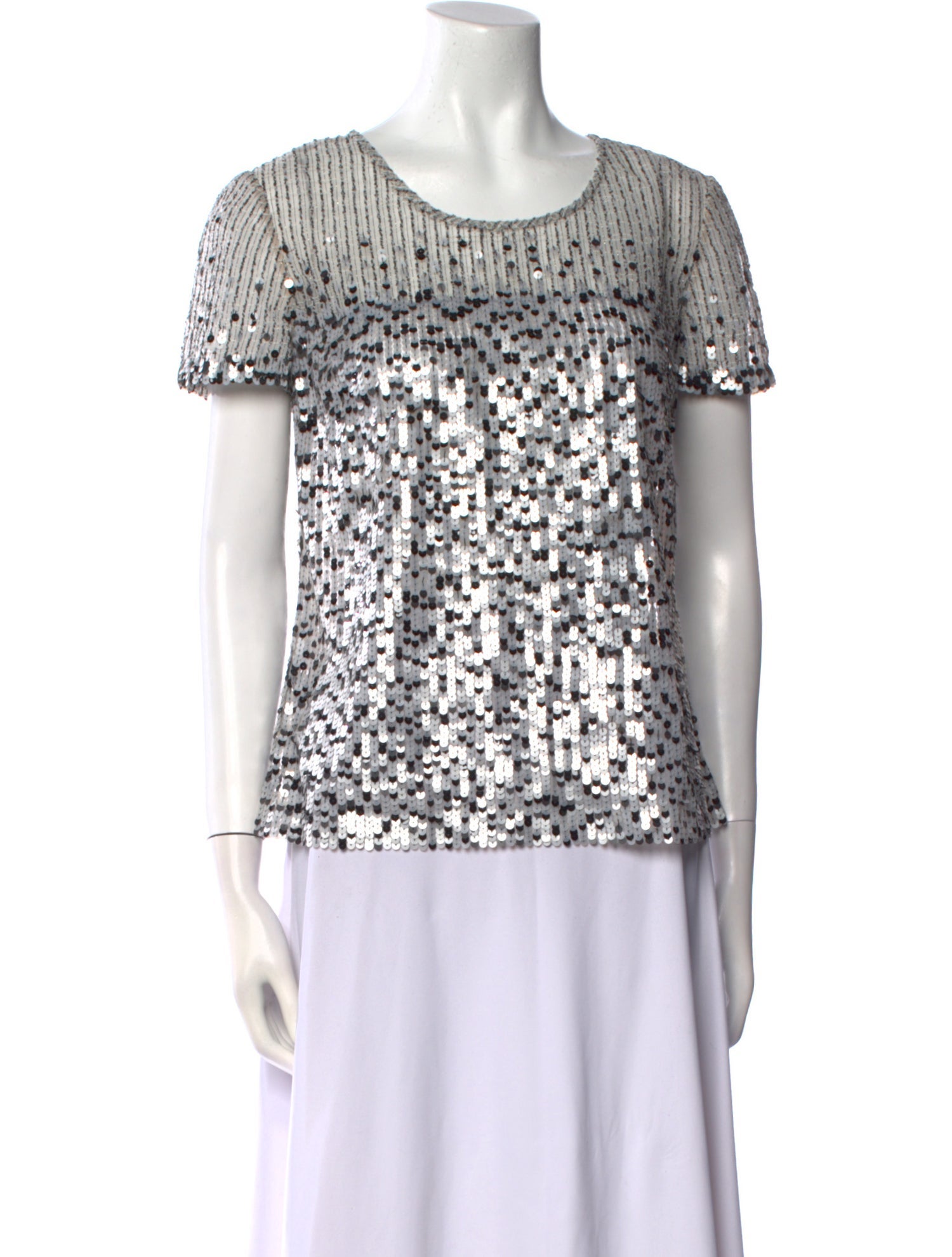 Oscar de la Renta Scoop Neck Short Sleeve T-Shirt