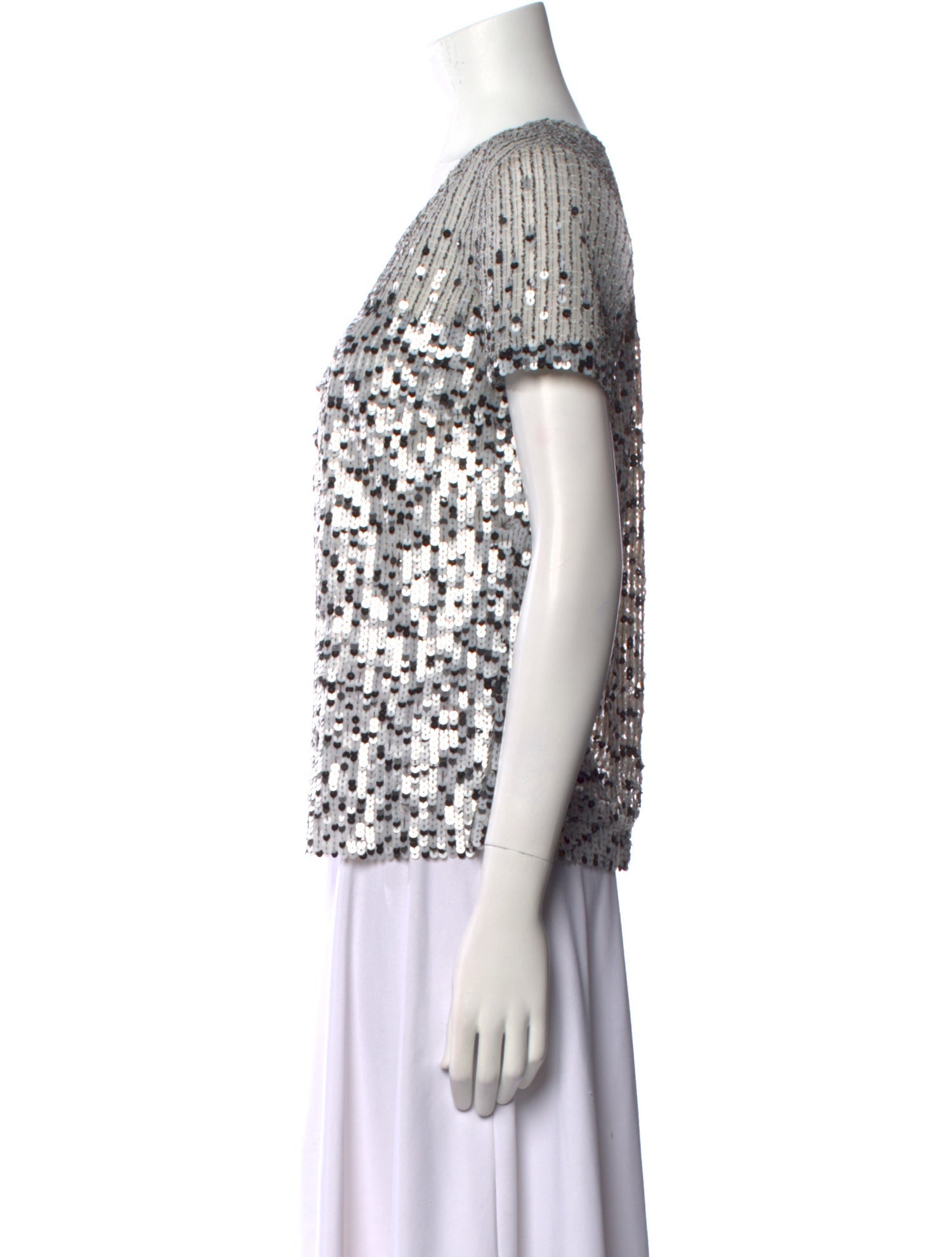 Oscar de la Renta Scoop Neck Short Sleeve T-Shirt