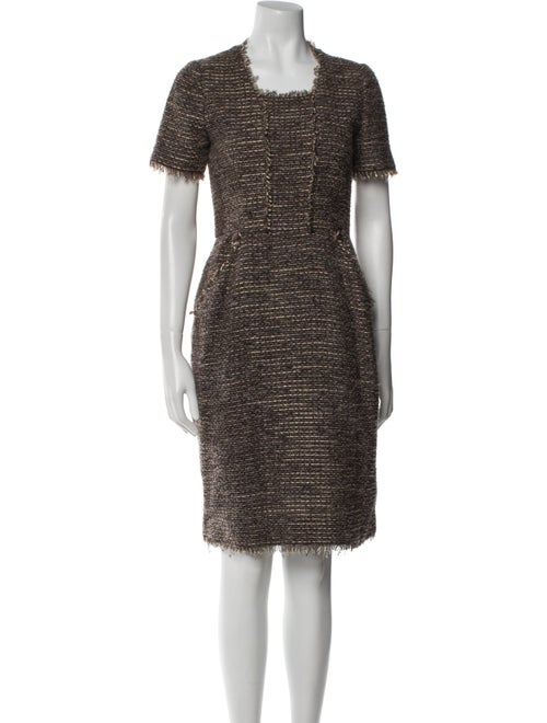 Oscar de la Renta Square Neckline Knee-Length Dress