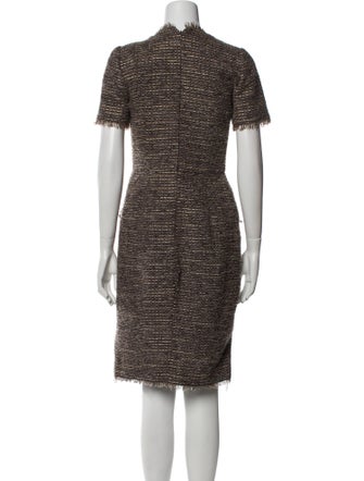 Oscar de la Renta Square Neckline Knee-Length Dress