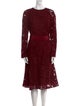 Oscar de la Renta Lace Pattern Midi Length Dress