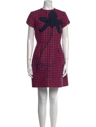 Oscar de la Renta Plaid Print Mini Dress