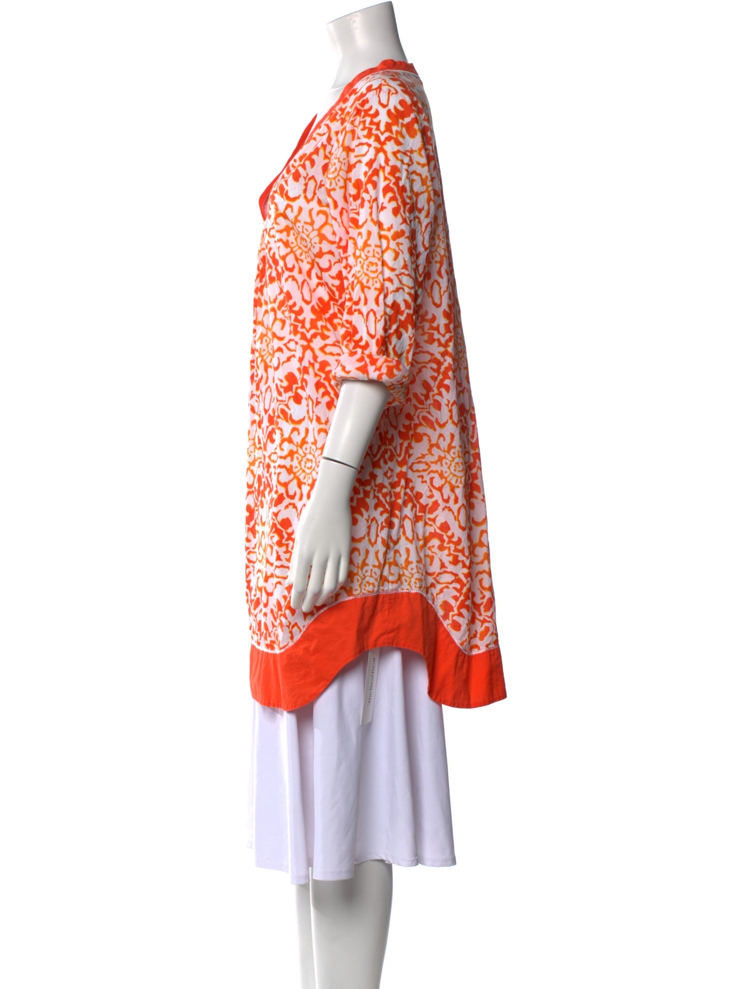 Oscar de la Renta Floral Print V-Neck Tunic