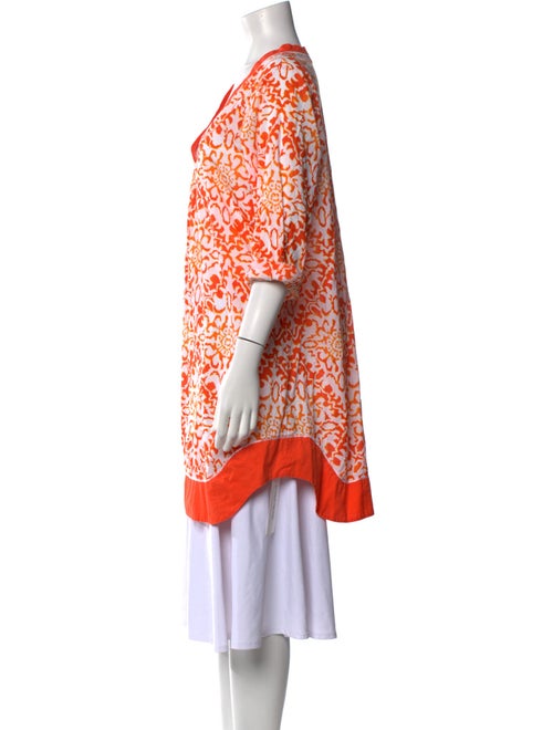 Oscar de la Renta Floral Print V-Neck Tunic