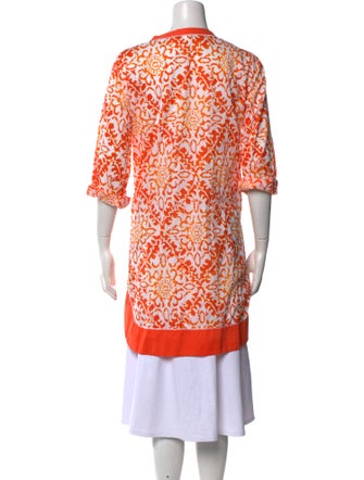 Oscar de la Renta Floral Print V-Neck Tunic