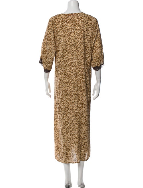 Oscar de la Renta Pink Label Animal Print Lace Trim Embellishment Nightgown