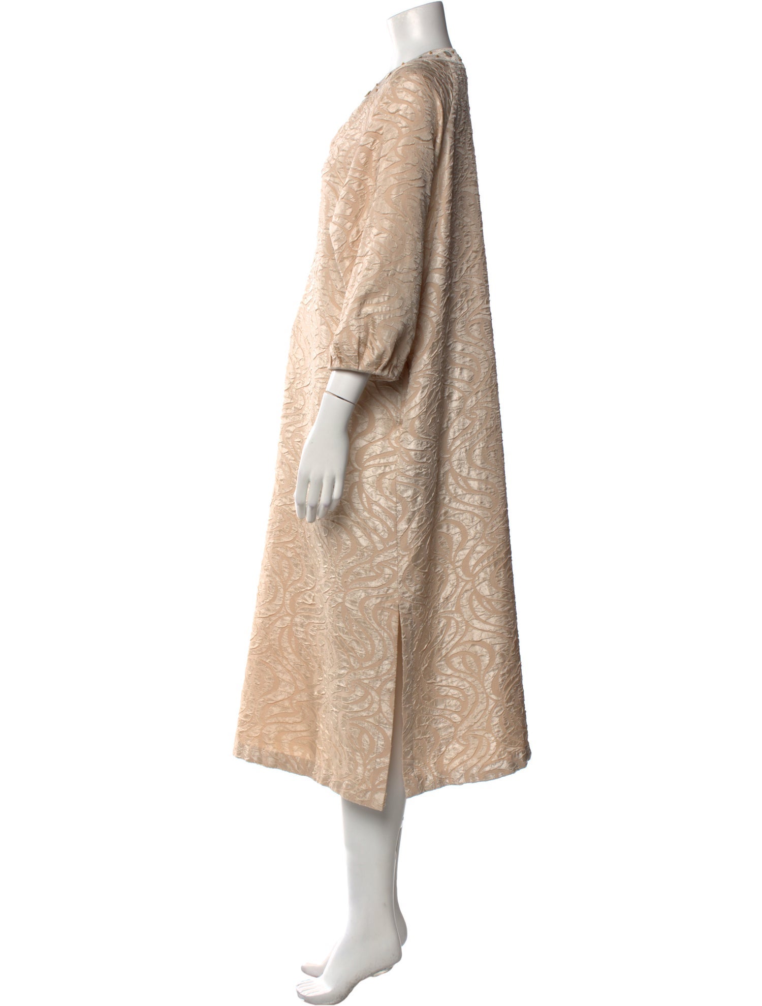 Oscar de la Renta V-Neck Midi Length Dress