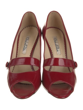 Oscar de la Renta Patent Leather Sandals
