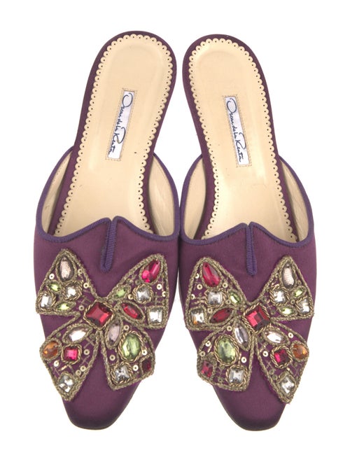 Oscar de la Renta Satin Colorblock Pattern Mules