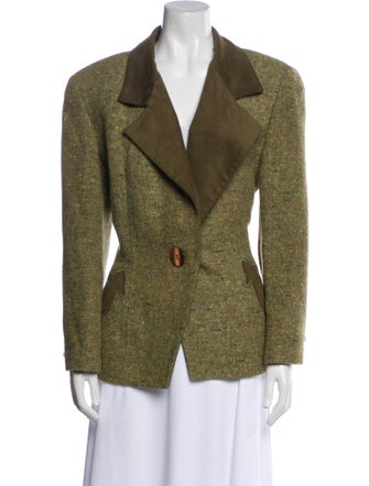 Oscar de la Renta Mohair Plaid Print Blazer