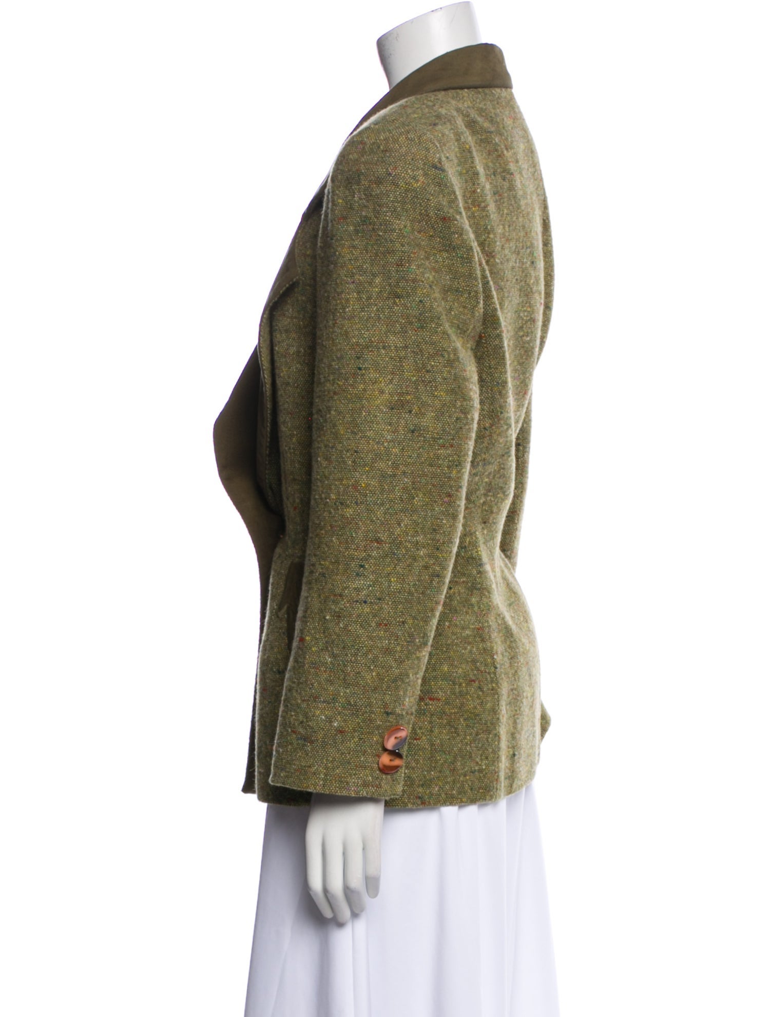 Oscar de la Renta Mohair Plaid Print Blazer