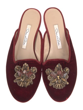 Oscar de la Renta Velvet Colorblock Pattern Mules