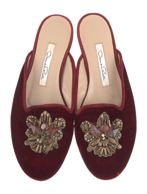 Oscar de la Renta Velvet Colorblock Pattern Mules