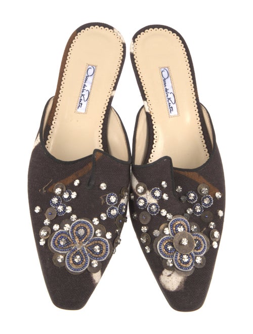 Oscar de la Renta Suede Graphic Print Mules