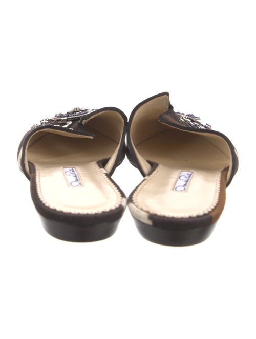 Oscar de la Renta Suede Graphic Print Mules